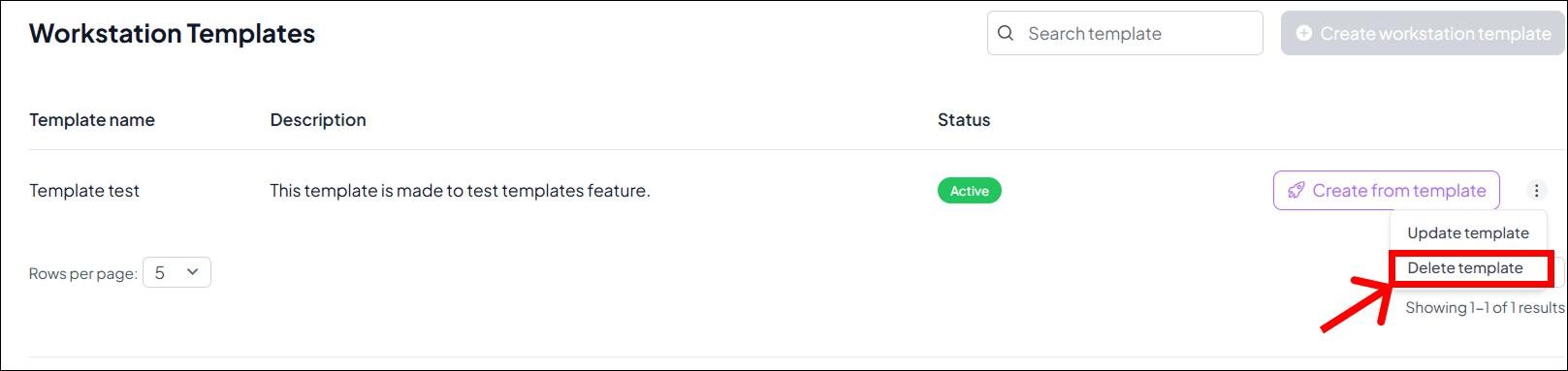 Select Delete Template
