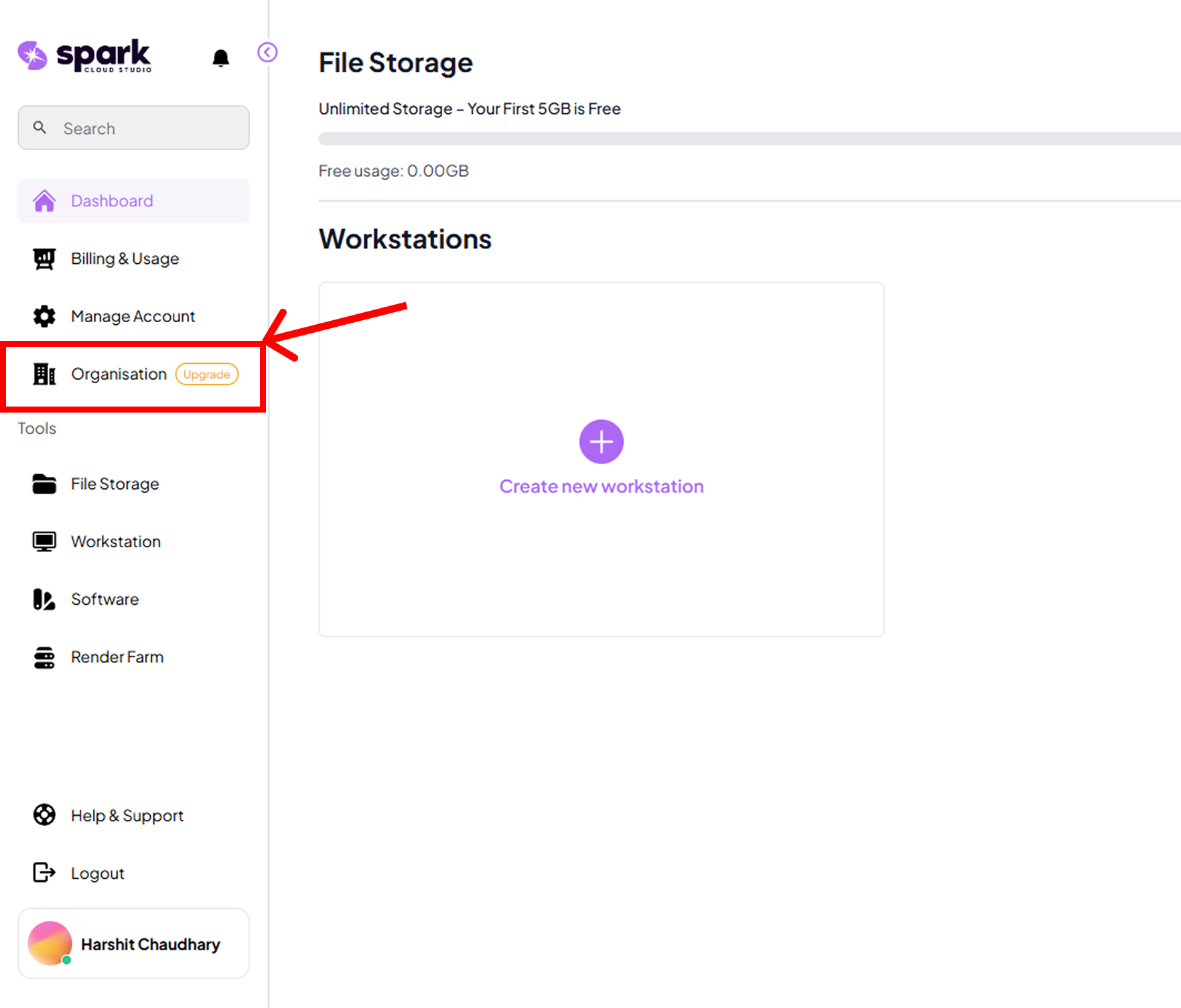 Navigate to Organisation Tab