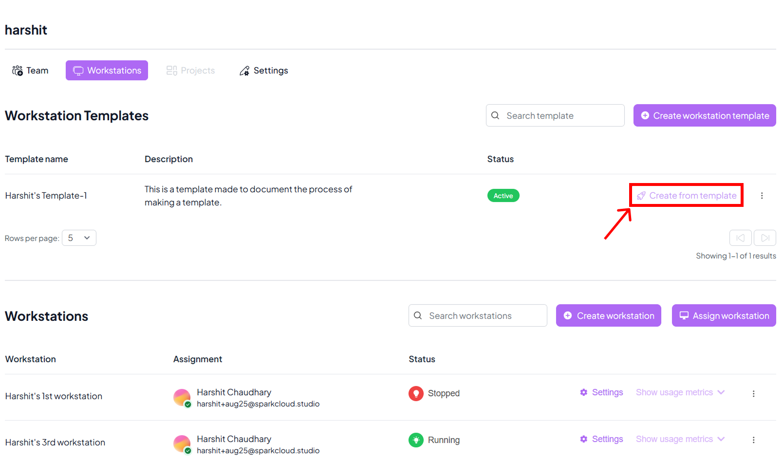 Click Create from Template