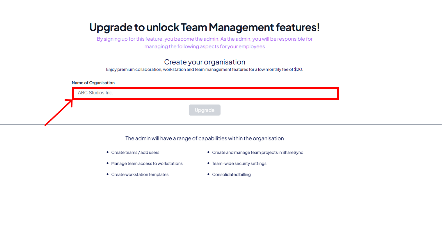 Enter Organisation Name