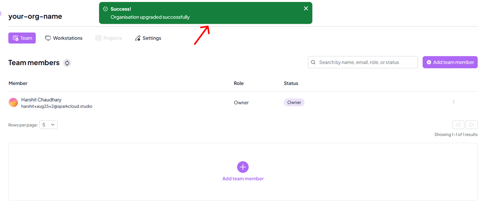 Successful Upgrade Confirmation