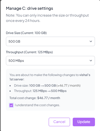 Expand C: Drive Cost Confirmation